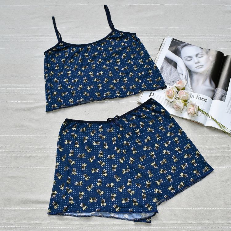 Pijama Baby Doll Cropped Suedine Estampado