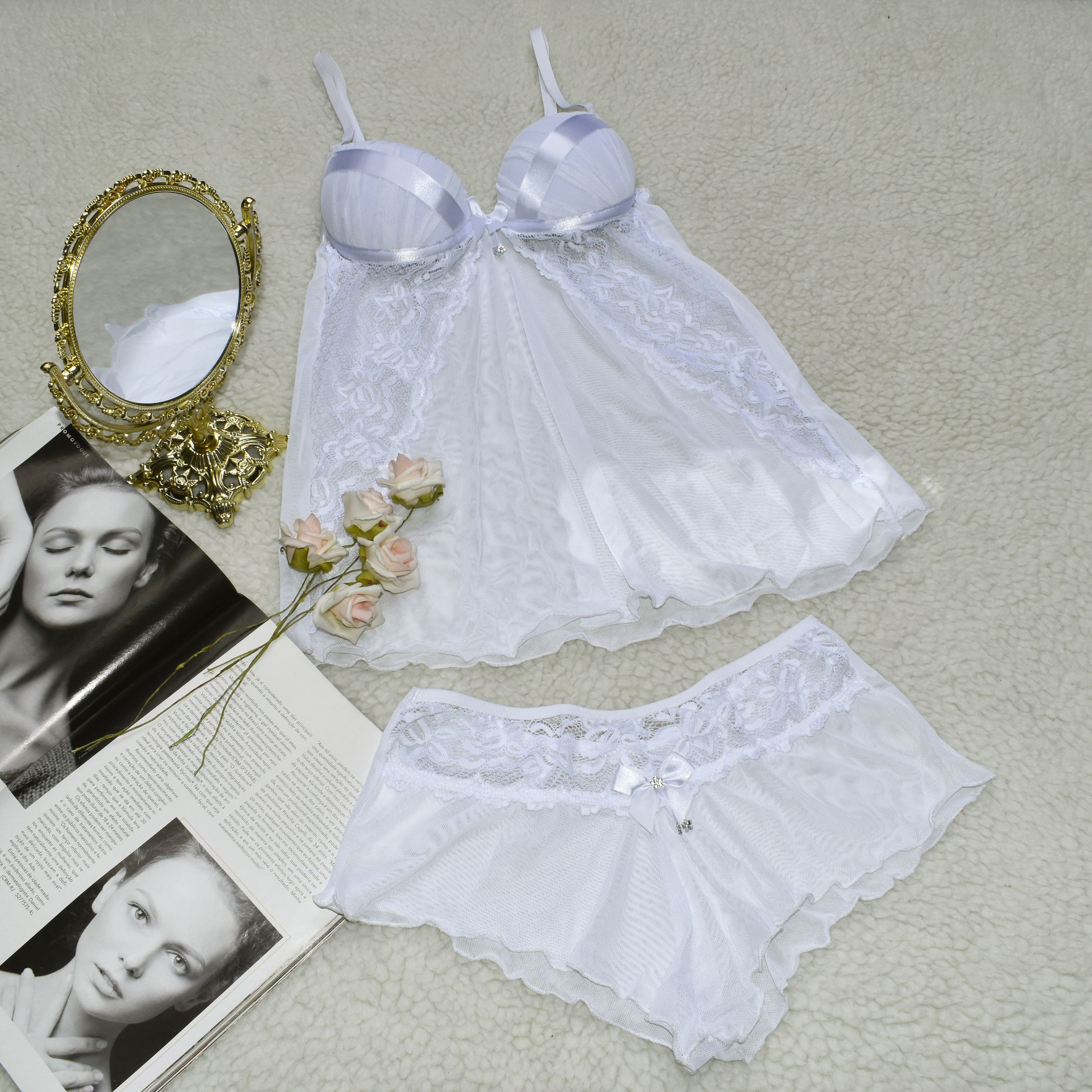 Baby Doll Sexy Luxo com Bojo e Tule